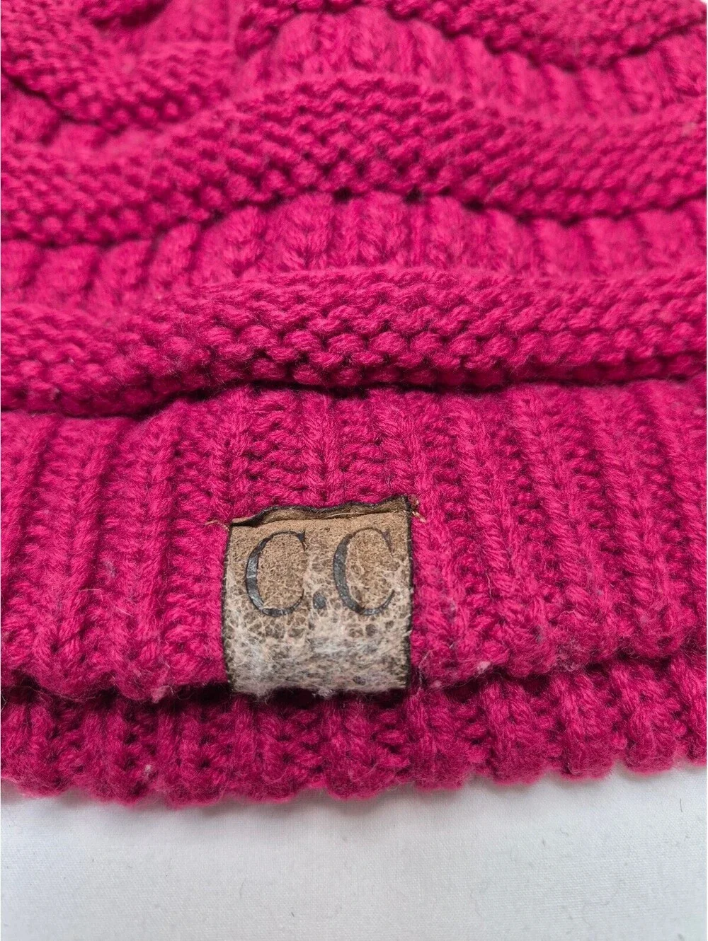 C.C Brand Fuchsia Pink Knit Beanie Hat, 100% Acrylic, One Size Fits All B472